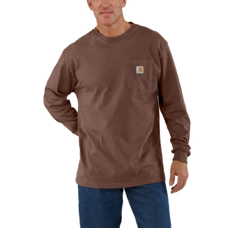 Men's long sleeve slim fit button - down shirts for business meetingsCarhartt Men's Long Sleeve Pocket T-Shirt_Mocha Heather Men's long sleeve slim fit button - down shirts for business meetingsCarhartt Men's Long Sleeve Pocket T-Shirt_Mocha Heather