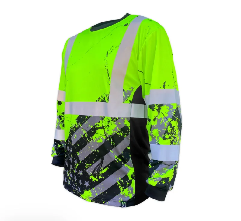 Men's waterproof long sleeve rain shirts for outdoor hiking in the rainSafetyShirtz Men's SS360º American Grit Long Sleeve Safety Shirt Men's waterproof long sleeve rain shirts for outdoor hiking in the rainSafetyShirtz Men's SS360º American Grit Long Sleeve Safety Shirt