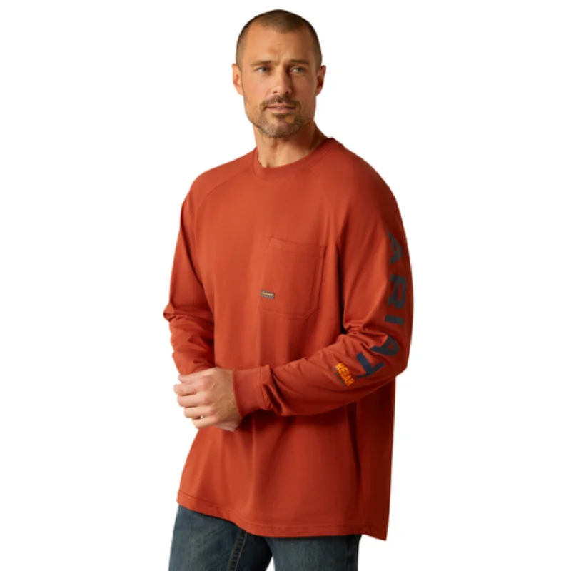 Men's long sleeve thermal shirts with thumbholes for extra warmthAriat Men's Rebar CottonStrong Graphic Long Sleeve T-Shirt