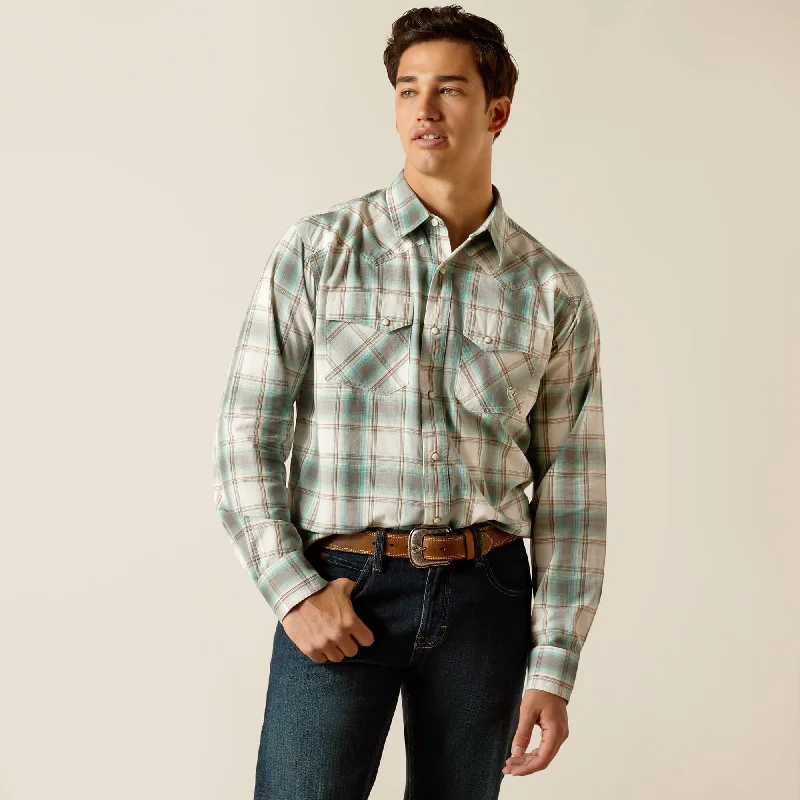 Men's long sleeve thermal shirts with thumbholes for extra warmthMen's Ariat Hansai Retro Fit Snap Front Shirt #10051249