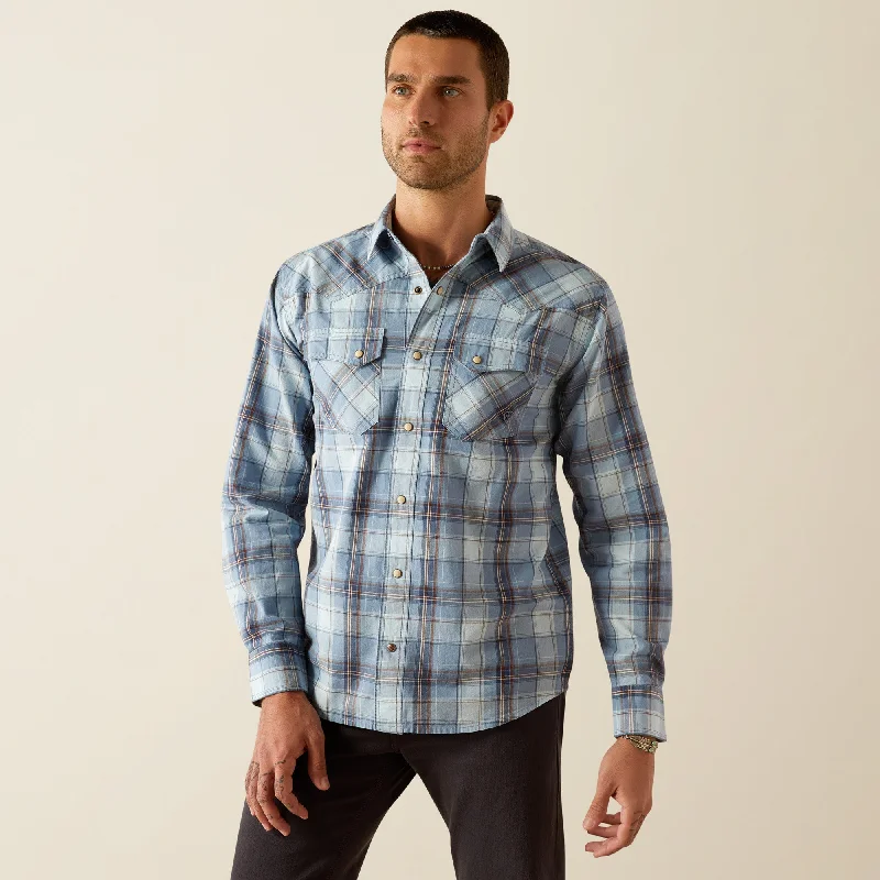 Men's stretch long sleeve denim shirts for a comfortable casual styleMen's Ariat Hunter Retro Fit Snap Front Shirt #10054713 Men's stretch long sleeve denim shirts for a comfortable casual styleMen's Ariat Hunter Retro Fit Snap Front Shirt #10054713