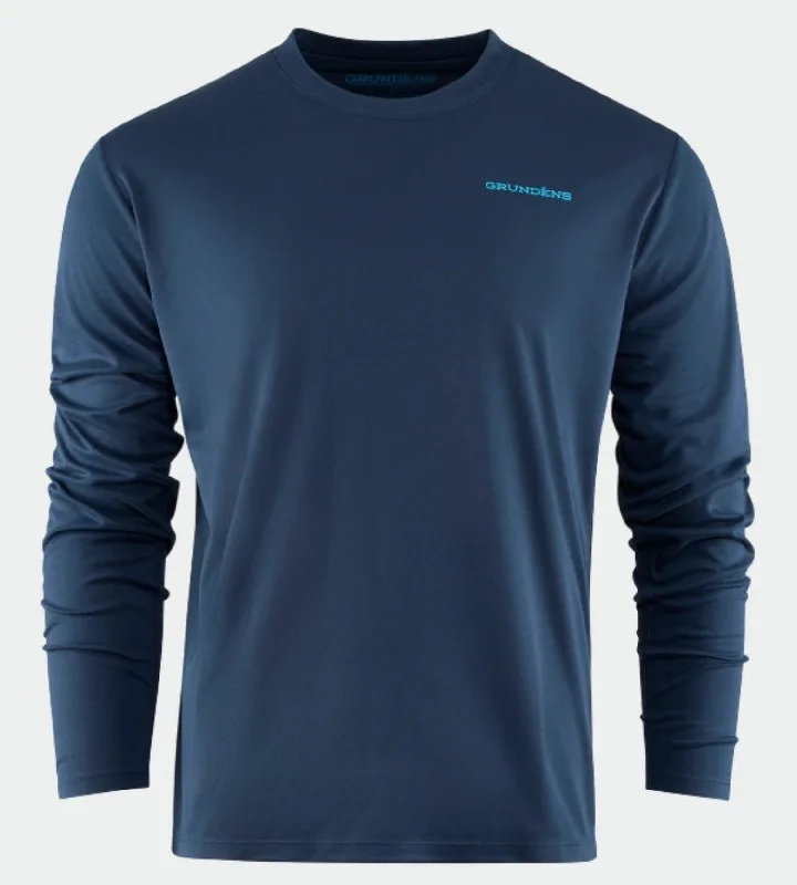 Men's moisture wicking long sleeve athletic shirts for running marathonsGrundéns Logo Boat Graphic Tech Long Sleeve T-Shirt Men's moisture wicking long sleeve athletic shirts for running marathonsGrundéns Logo Boat Graphic Tech Long Sleeve T-Shirt
