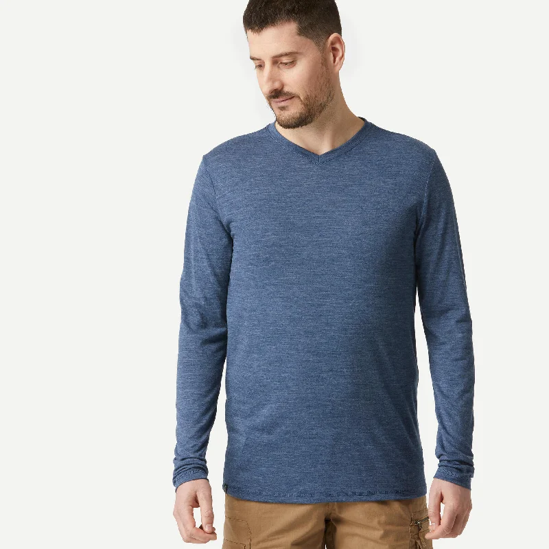 Men's long sleeve slim fit button - down shirts for business meetingsForclaz Men's Travel 500 Merino Wool Long-sleeve Shirt Men's long sleeve slim fit button - down shirts for business meetingsForclaz Men's Travel 500 Merino Wool Long-sleeve Shirt