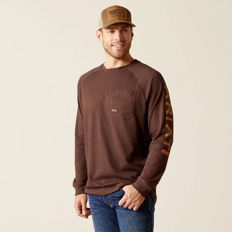 Men's long sleeve military - style utility shirts with multiple pocketsAriat Men's Rebar Cotton Strong Graphic Long Sleeve T-Shirt Men's long sleeve military - style utility shirts with multiple pocketsAriat Men's Rebar Cotton Strong Graphic Long Sleeve T-Shirt