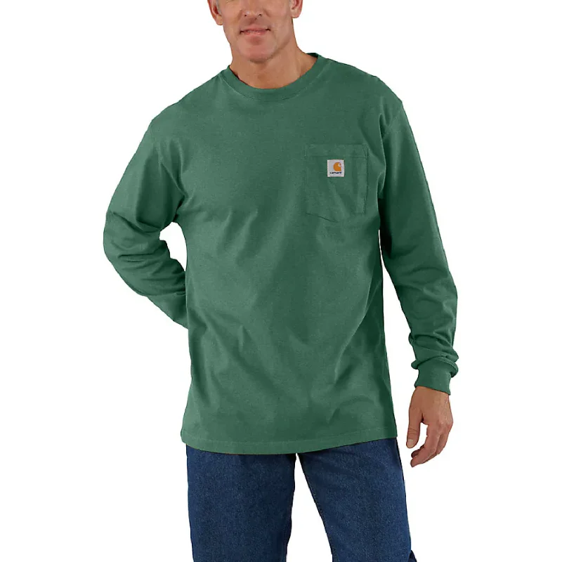 Men's anti - wrinkle long sleeve travel shirts for hassle - free tripsCarhartt Men's Long Sleeve Pocket T-Shirt_Frosted Balsam Heather Men's anti - wrinkle long sleeve travel shirts for hassle - free tripsCarhartt Men's Long Sleeve Pocket T-Shirt_Frosted Balsam Heather