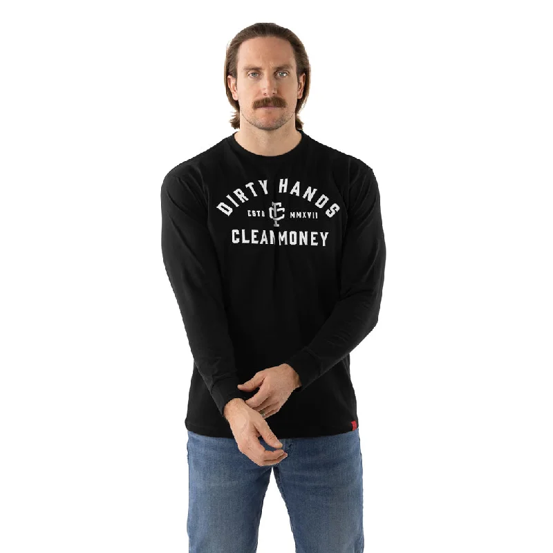 Men's long sleeve polo shirts with a contrast placket for added styleTroll Co. Men's "Dirty Hands Clean Money" Classic Long Sleeve T-Shirt Men's long sleeve polo shirts with a contrast placket for added styleTroll Co. Men's "Dirty Hands Clean Money" Classic Long Sleeve T-Shirt