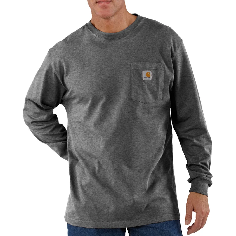Men's thermal long sleeve base layer shirts for winter skiingCarhartt Men's Long Sleeve Pocket T-Shirt_Carbon Heather Men's thermal long sleeve base layer shirts for winter skiingCarhartt Men's Long Sleeve Pocket T-Shirt_Carbon Heather