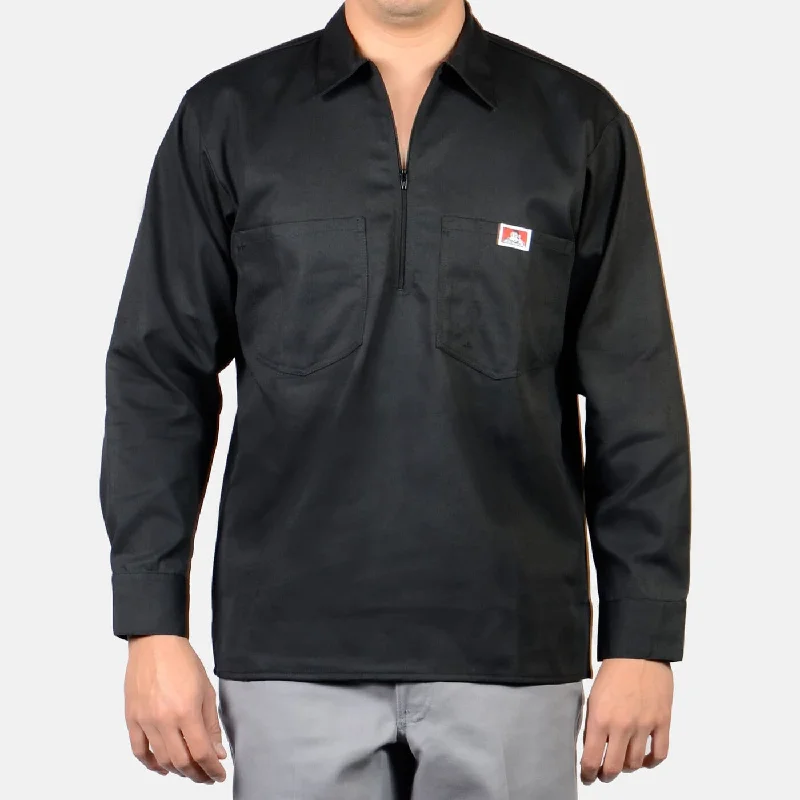 Men's stretch long sleeve denim shirts for a comfortable casual styleBen Davis Men's Long Sleeve Half Zip Work Shirt Men's stretch long sleeve denim shirts for a comfortable casual styleBen Davis Men's Long Sleeve Half Zip Work Shirt