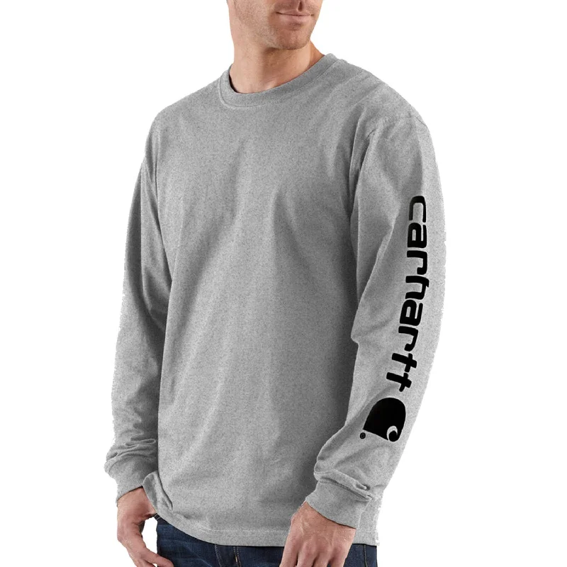 Men's long sleeve dress shirts with French cuffs for formal eventsCarhartt Men's Signature Logo Long Sleeve T-Shirt_Heather Grey Men's long sleeve dress shirts with French cuffs for formal eventsCarhartt Men's Signature Logo Long Sleeve T-Shirt_Heather Grey