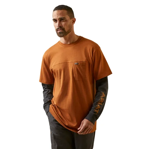 Men's button - front long sleeve Henley shirts with a casual charmAriat Men's Rebar CottonStrong Dually Long Sleeve T-Shirt Men's button - front long sleeve Henley shirts with a casual charmAriat Men's Rebar CottonStrong Dually Long Sleeve T-Shirt