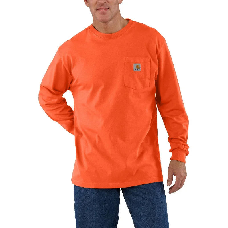 Men's waterproof long sleeve rain shirts for outdoor hiking in the rainCarhartt Men's Long Sleeve Pocket T-Shirt_Brite Orange Men's waterproof long sleeve rain shirts for outdoor hiking in the rainCarhartt Men's Long Sleeve Pocket T-Shirt_Brite Orange