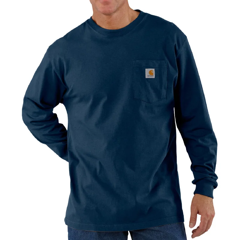 Men's long sleeve fleece - lined shirts for extreme cold weatherCarhartt Men's Long Sleeve Pocket T-Shirt_Navy Men's long sleeve fleece - lined shirts for extreme cold weatherCarhartt Men's Long Sleeve Pocket T-Shirt_Navy