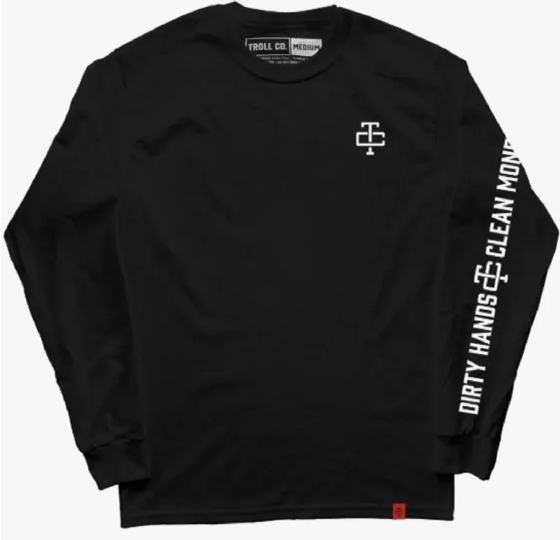 Men's long sleeve dress shirts with French cuffs for formal eventsTroll Co. Men's Grit "Dirty Hands Clean Money" Long Sleeve T-Shirt Men's long sleeve dress shirts with French cuffs for formal eventsTroll Co. Men's Grit "Dirty Hands Clean Money" Long Sleeve T-Shirt