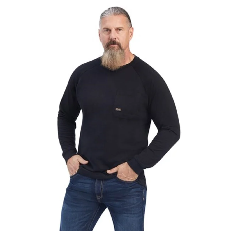 Men's long sleeve slim fit button - down shirts for business meetingsAriat Men's Rebar Cotton Strong Long Sleeve T-Shirt_Black Men's long sleeve slim fit button - down shirts for business meetingsAriat Men's Rebar Cotton Strong Long Sleeve T-Shirt_Black