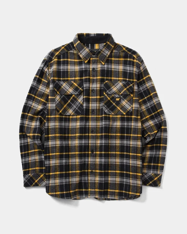 Men's long sleeve polo shirts with a contrast placket for added styleCAT Men's Buffalo Check Heavyweight Button Down Overshirt Men's long sleeve polo shirts with a contrast placket for added styleCAT Men's Buffalo Check Heavyweight Button Down Overshirt