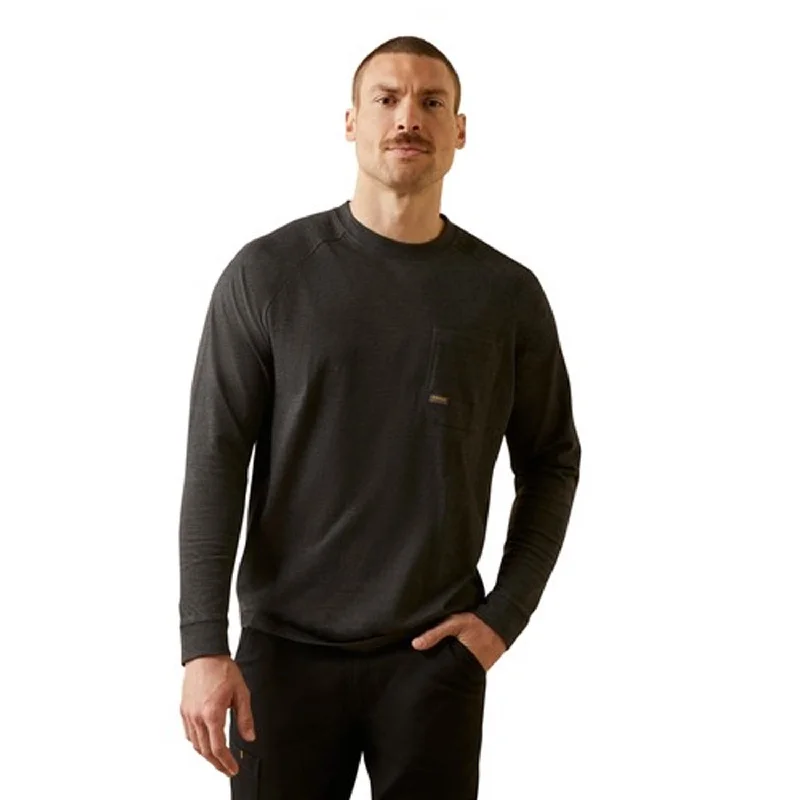 Men's thermal long sleeve base layer shirts for winter skiingAriat Men's Rebar Cotton Strong Long Sleeve T-Shirt_Charcoal Heather Men's thermal long sleeve base layer shirts for winter skiingAriat Men's Rebar Cotton Strong Long Sleeve T-Shirt_Charcoal Heather