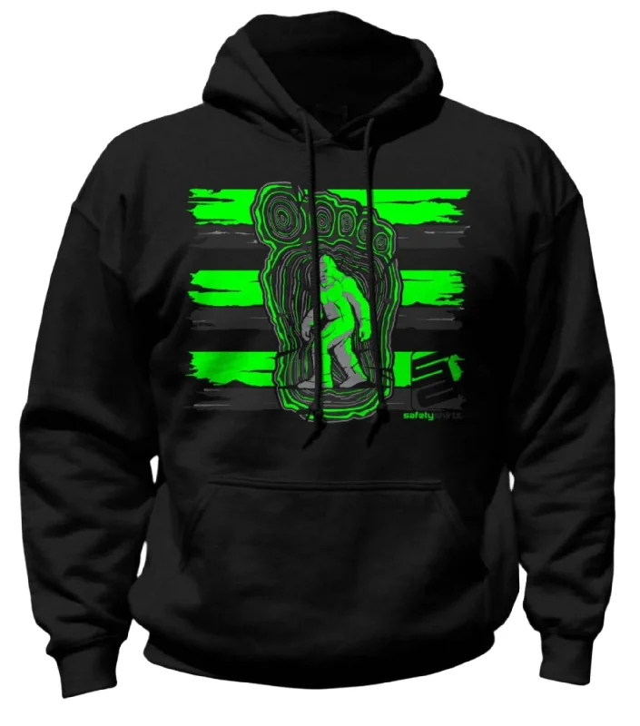 Men's long sleeve thermal shirts with thumbholes for extra warmthSafetyShirtz Bigfoot Graphic Hi-Vis Safety Stripe Hoodie