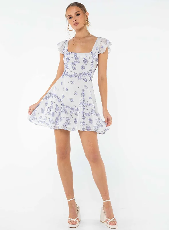 Dream Away Mini Dress Blue Multi