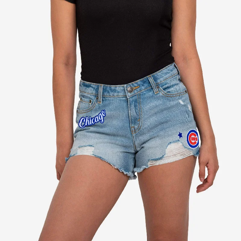 Chicago Cubs Womens Team Logo Denim Shorts