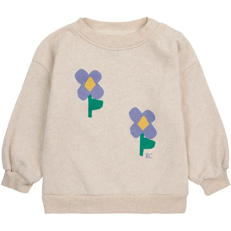 Bobo Choses Beige Pansy Flower Crewneck