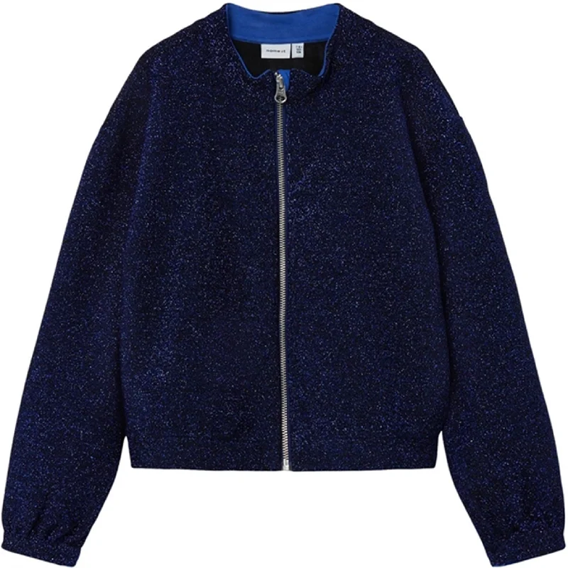 Name it Dazzling Blue Naglitter Heavy Jersey Bomber Jacket