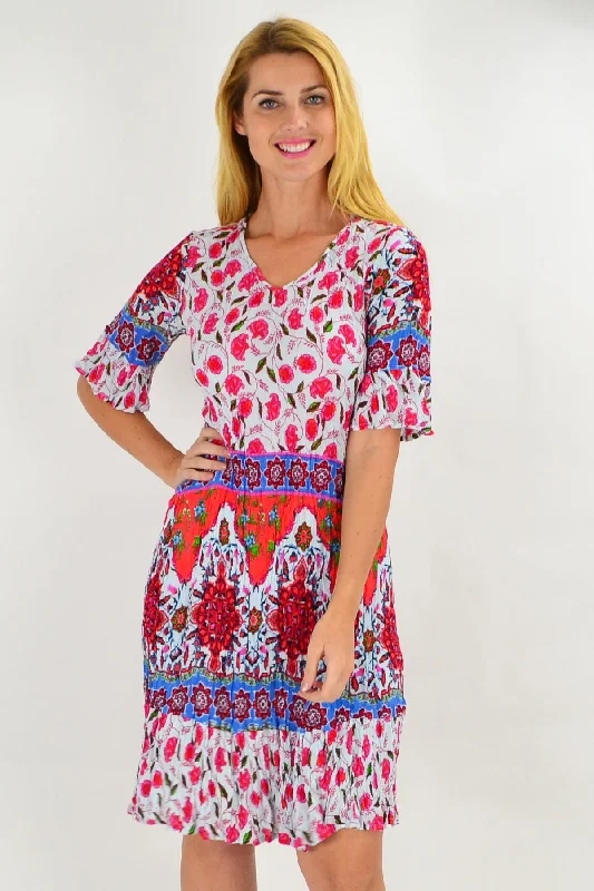 Turkish Flower Crinkle Tunic Dress