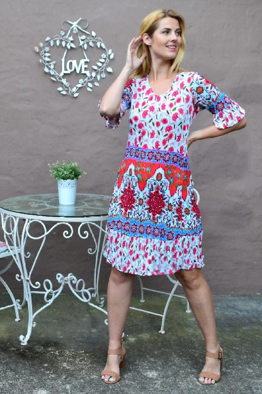 Turkish Flower Crinkle Tunic Dress