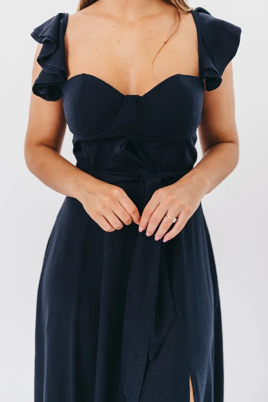 Kathleen Bustier Maxi Dress in Navy