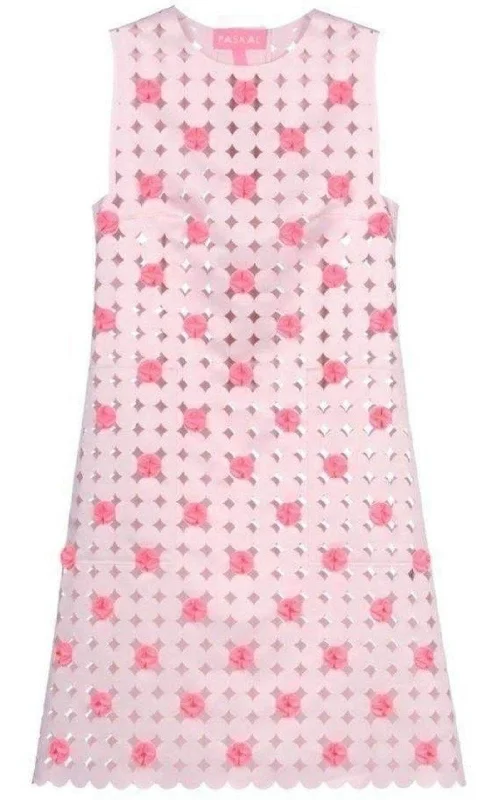 Light Pink Laser Cut Short Dress