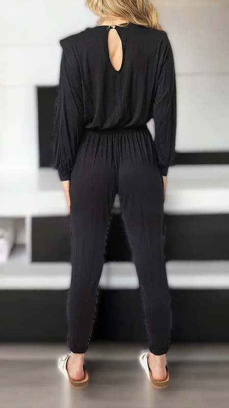 Shoulder Pad Long Sleeve Jumpsuit