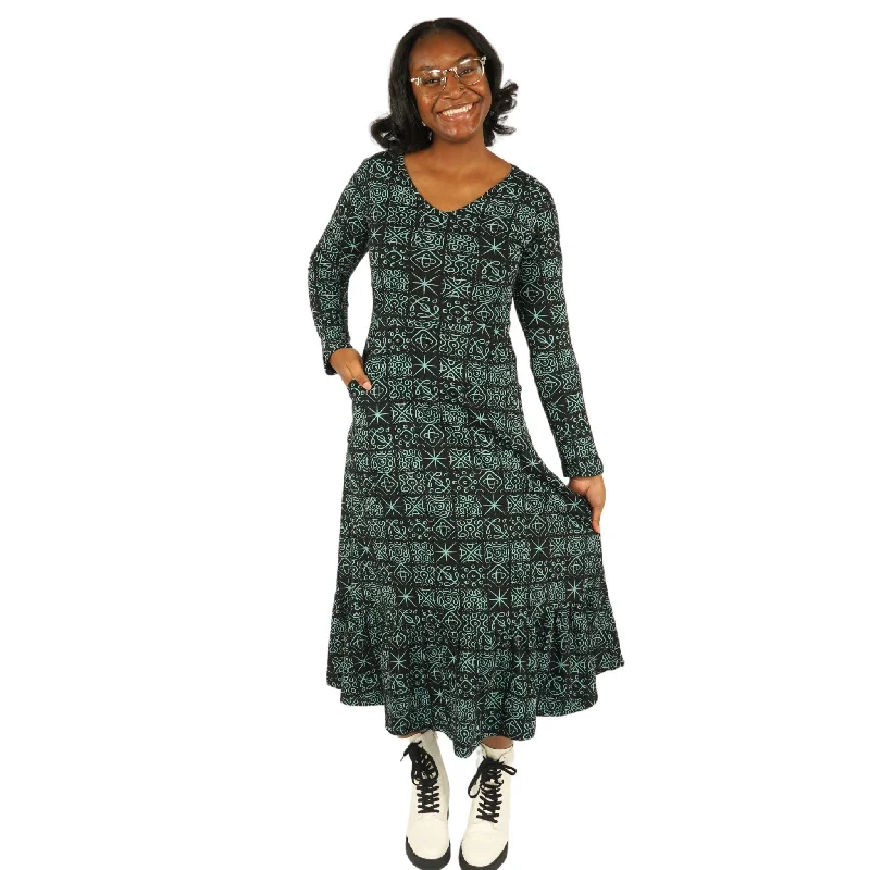 Cymatic Harmony Frill Long Midi Dress (With Waist Seam) [FINAL SALE]