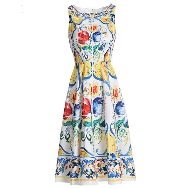 Summer Sleeveless Tank Gorgeous Floral Printed Dress