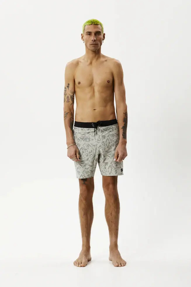 Men's floral print silk blend shorts for a unique night - out lookAFENDS - fixed waist boardshorts - olive floral