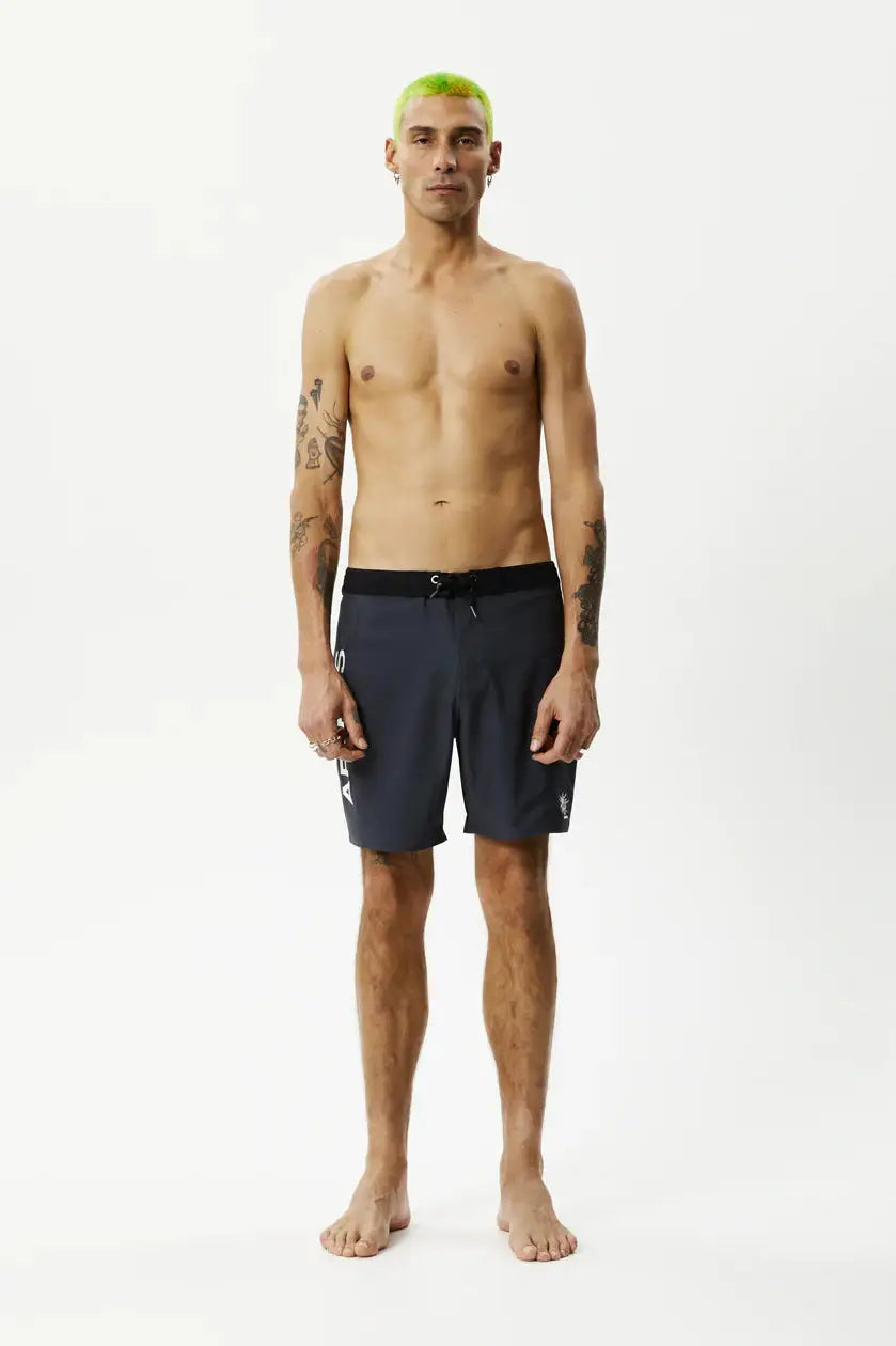Men's pleated front twill shorts for a classic and sophisticated appearanceAFENDS - surf related boardshort - charcoal Men's pleated front twill shorts for a classic and sophisticated appearanceAFENDS - surf related boardshort - charcoal