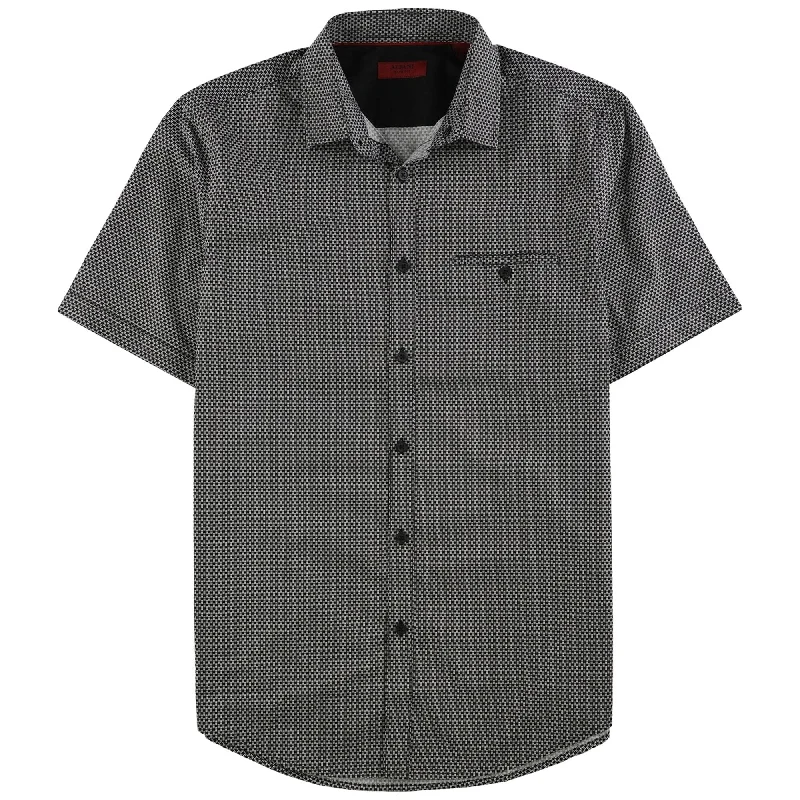 Men's Distressed Denim Casual Shirts with Frayed Edges for a Trendy and Rugged LookAlfani Mens Slim Printed Button Up Shirt, Black, Small Men's Distressed Denim Casual Shirts with Frayed Edges for a Trendy and Rugged LookAlfani Mens Slim Printed Button Up Shirt, Black, Small