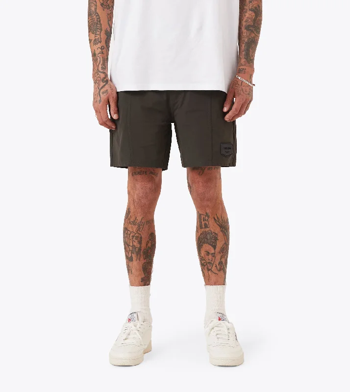 Men's drawstring casual linen shorts for a laid - back summer lookBadge Tech Short Dk Army Men's drawstring casual linen shorts for a laid - back summer lookBadge Tech Short Dk Army
