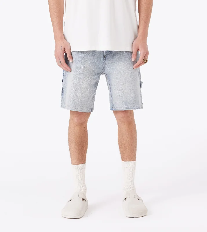 Men's zip - pocket canvas shorts for added functionality during travelCarpenter Denim Short Lt Blue Men's zip - pocket canvas shorts for added functionality during travelCarpenter Denim Short Lt Blue