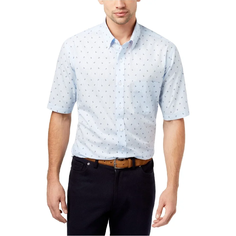 Men's Graphic - Printed Casual Shirts with Pop - Culture References for a Fun and Stylish LookClub Room Mens Anchor Button Up Shirt, Blue, Small Men's Graphic - Printed Casual Shirts with Pop - Culture References for a Fun and Stylish LookClub Room Mens Anchor Button Up Shirt, Blue, Small