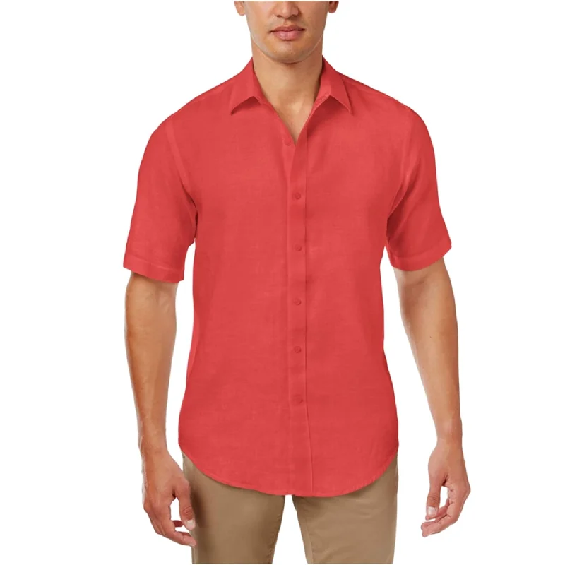 Men's Short - Sleeve Linen Casual Shirts in Light Khaki for a Breathable Summer OptionClub Room Mens Garment Dyed Button Up Shirt Men's Short - Sleeve Linen Casual Shirts in Light Khaki for a Breathable Summer OptionClub Room Mens Garment Dyed Button Up Shirt