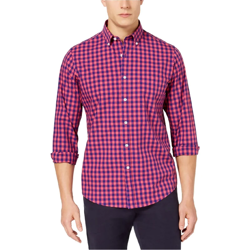 Plus Size Men's Striped Chambray Casual Shirts with a Spread Collar for a Preppy AppearanceClub Room Mens Gingham Button Up Shirt, Blue, Small Plus Size Men's Striped Chambray Casual Shirts with a Spread Collar for a Preppy AppearanceClub Room Mens Gingham Button Up Shirt, Blue, Small