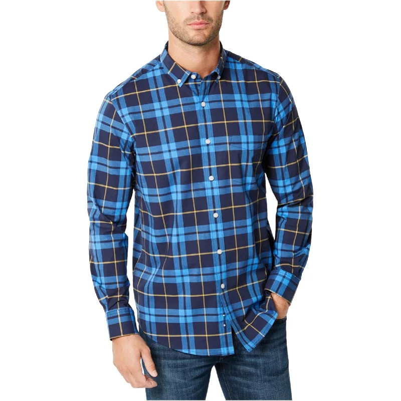 Men's Long - Line Oversized Casual Shirts in Dark Gray for a Relaxed and Modern LookClub Room Mens Plaid Button Up Shirt, Blue, Small Men's Long - Line Oversized Casual Shirts in Dark Gray for a Relaxed and Modern LookClub Room Mens Plaid Button Up Shirt, Blue, Small