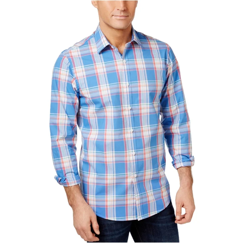 Men's Tailored Fit Checkered Casual Shirts in Multicolor for a Smart - Casual EnsembleClub Room Mens Plaid Button Up Shirt, Blue, Small Men's Tailored Fit Checkered Casual Shirts in Multicolor for a Smart - Casual EnsembleClub Room Mens Plaid Button Up Shirt, Blue, Small