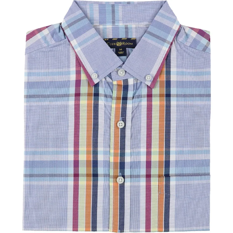 Men's Wrinkle - Resistant Polyester Blend Casual Shirts for Easy Travel and MaintenanceClub Room Mens Plaid Ss Button Up Shirt Men's Wrinkle - Resistant Polyester Blend Casual Shirts for Easy Travel and MaintenanceClub Room Mens Plaid Ss Button Up Shirt
