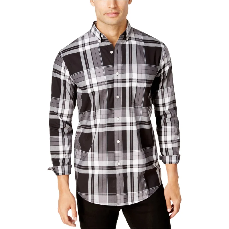 Men's Sustainable Recycled Material Casual Shirts for Eco - Conscious ConsumersClub Room Mens Stretch Plaid Button Up Shirt