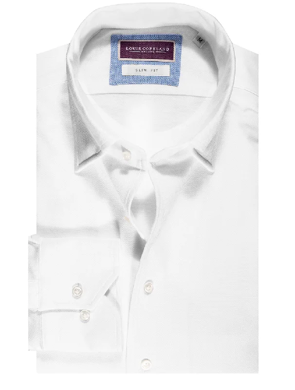 Men's Wrinkle - Resistant Polyester Blend Casual Shirts for Easy Travel and MaintenanceDaugava Jersey Pique Shirt White Men's Wrinkle - Resistant Polyester Blend Casual Shirts for Easy Travel and MaintenanceDaugava Jersey Pique Shirt White