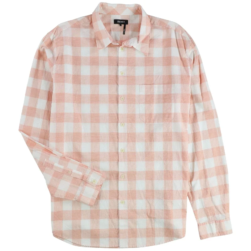 Men's Tailored Fit Checkered Casual Shirts in Multicolor for a Smart - Casual EnsembleDKNY Mens Downtown Gigham Button Up Shirt, Orange, Large Men's Tailored Fit Checkered Casual Shirts in Multicolor for a Smart - Casual EnsembleDKNY Mens Downtown Gigham Button Up Shirt, Orange, Large