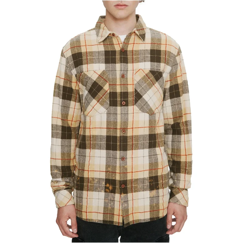 Men's Sustainable Recycled Material Casual Shirts for Eco - Conscious ConsumersElevenparis Mens Splattered Plaid Button Up Shirt Men's Sustainable Recycled Material Casual Shirts for Eco - Conscious ConsumersElevenparis Mens Splattered Plaid Button Up Shirt