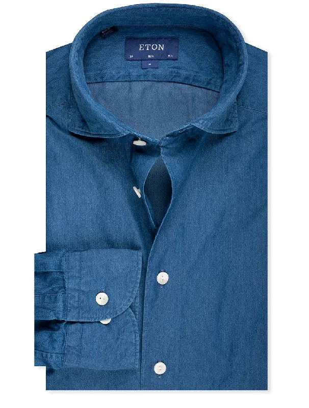 Men's Thermal - Lined Casual Shirts in Black for Added Warmth in Cold WeatherSlim Fit Denim Shirt Blue Men's Thermal - Lined Casual Shirts in Black for Added Warmth in Cold WeatherSlim Fit Denim Shirt Blue