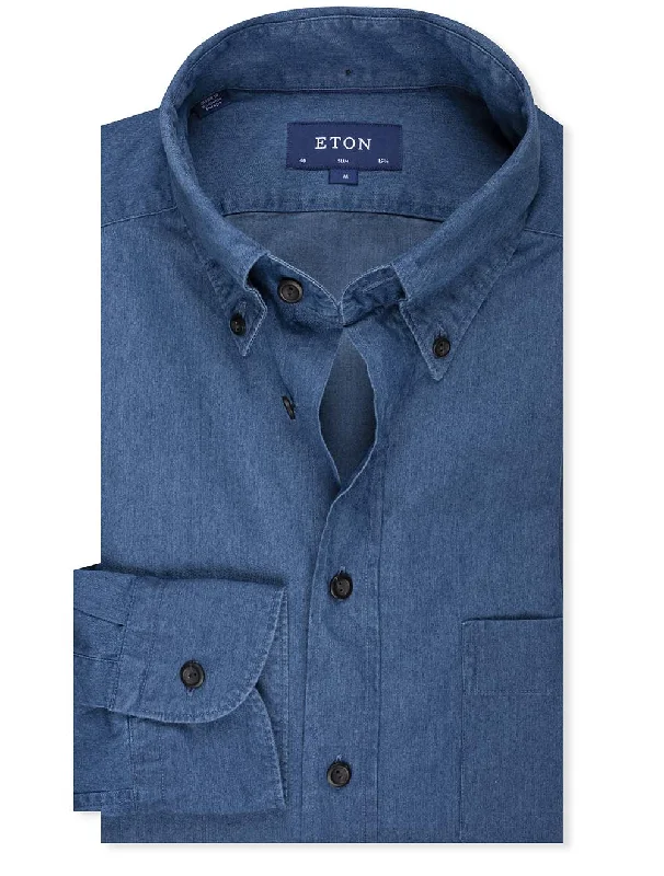 Men's Organic Cotton Casual Shirts with a Soft Handfeel for Everyday ComfortSlim Fit Lightweight Denim Shirt Navy Men's Organic Cotton Casual Shirts with a Soft Handfeel for Everyday ComfortSlim Fit Lightweight Denim Shirt Navy