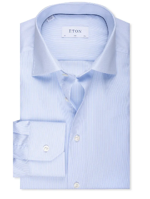Men's Distressed Denim Casual Shirts with Frayed Edges for a Trendy and Rugged LookSlim Hairstripe Shirt Blue Men's Distressed Denim Casual Shirts with Frayed Edges for a Trendy and Rugged LookSlim Hairstripe Shirt Blue